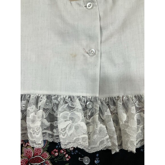 Vintage Miniworld Girls Floral Dress 12 Black Cottage Modest Prairie 90s Party - Picture 6 of 6